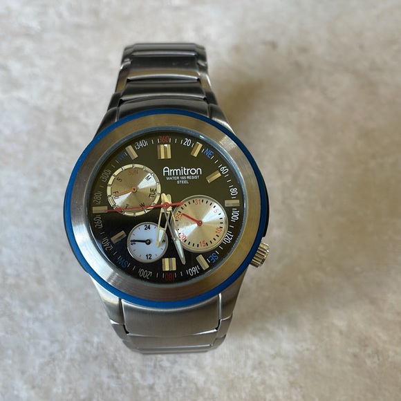 Armitron men battery water resistant 165ft stainless steel date&day w/24h - Picture 2 of 6